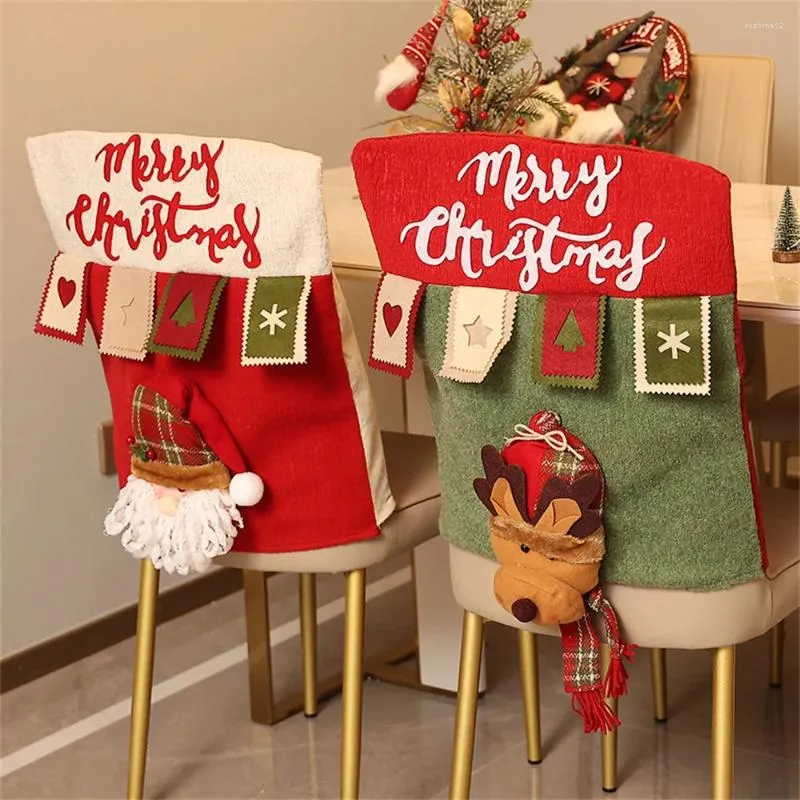 Capas de cadeira 1 pc decorações de Natal capa dos desenhos animados 3D Papai Noel Boneca de mesa Long Legged Stool Set Home Ornaments