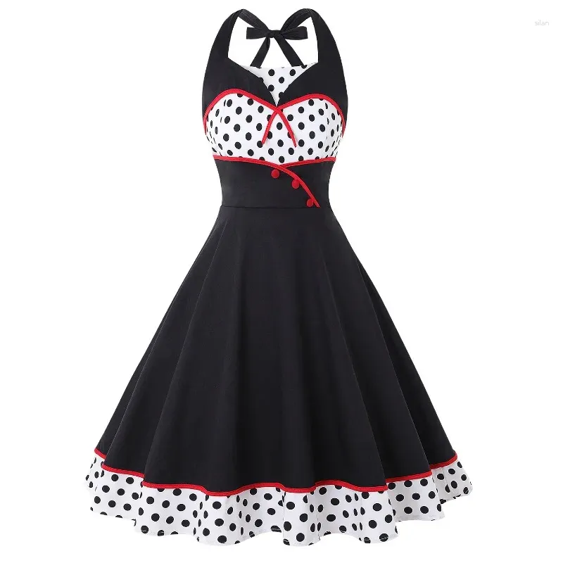 Casual Jurken Halter Polka Dot Dames Feestjurk 2024 50s 60s Retro Vintage Dameskleding Elegant Mouwloos Pinup Rockabilly Gewaad