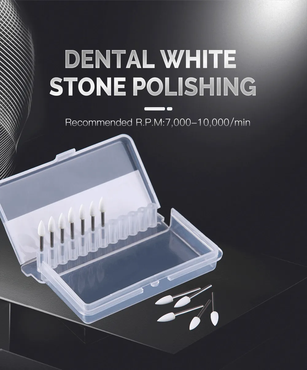 AZDENT Dental Polishing Burs – 12 Pcs White Flame Stone FG Burs For Polishing & Finishing | Aluminum Oxide Dental Lab Bur Set