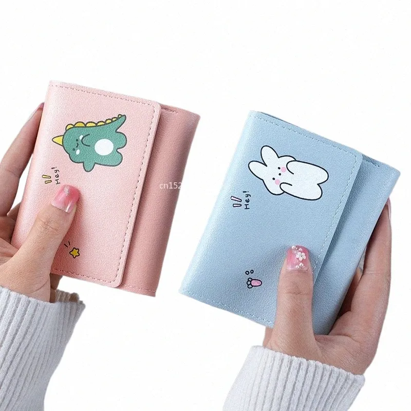 women Short Cute Small Wallets Student Triple Fold Card Holder Girl ID Bag Card Holder Coin Purse Ladies Wallets Carto Bags 68LD#