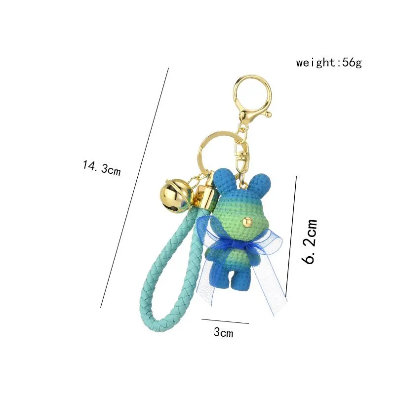 Cartoon Resin Bear Doll Keychain Delicate Gauze Bow Tie Bear Animal Keyring Couple Bag Key Chain Pendant