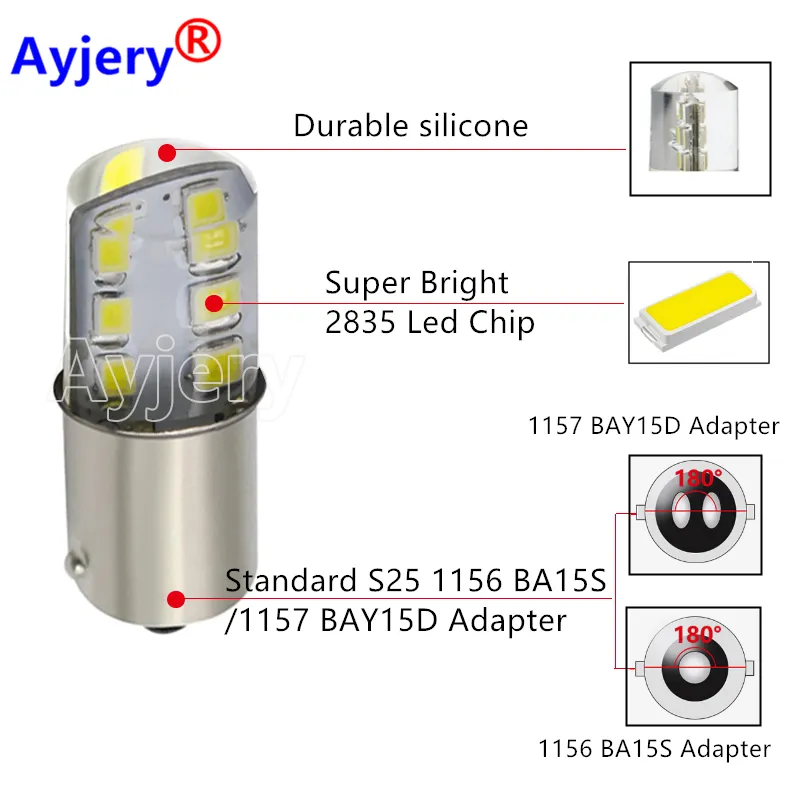 DHgate.com:2-Pack 12V 1157 BAY15D Reverse Brake Light - 12 SMD 2835 Red ...