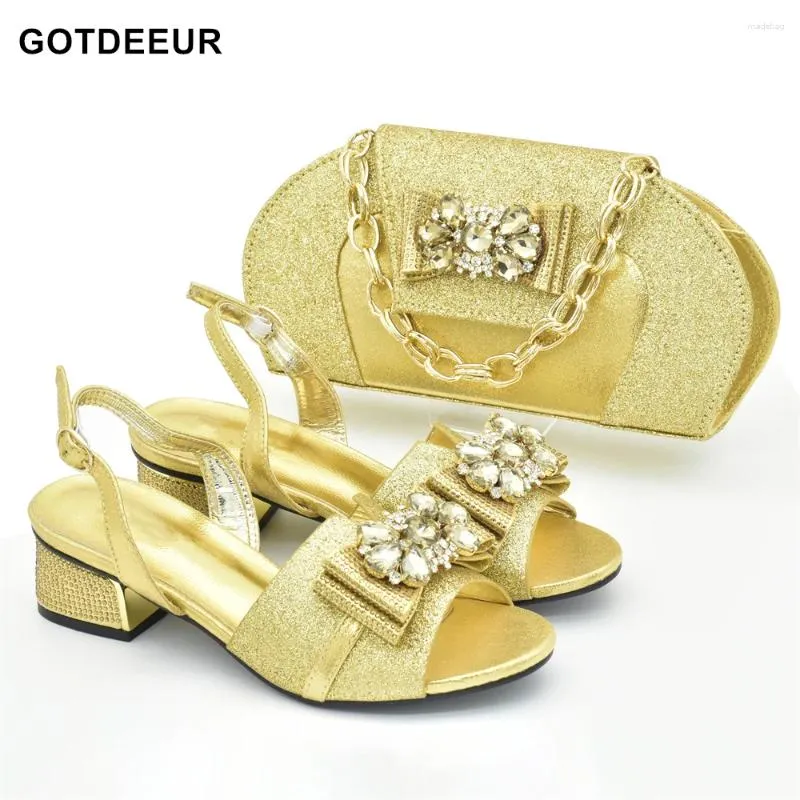 Dress Shoes Ladies Shoe Matching Lace Bag Wedding And Friend Party Sandals Italian Bags Set With Appliques Luxury