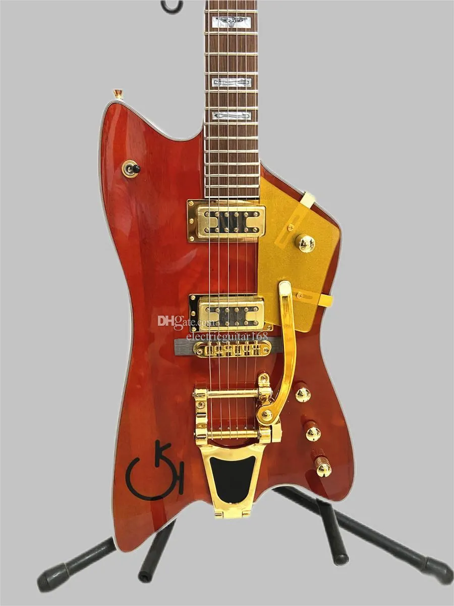 HOT 6199TW Billy Bo Jupiter Fire Special Red Electric Guitar Gold B700 Tremolo Bridge peut être personnalisé 369