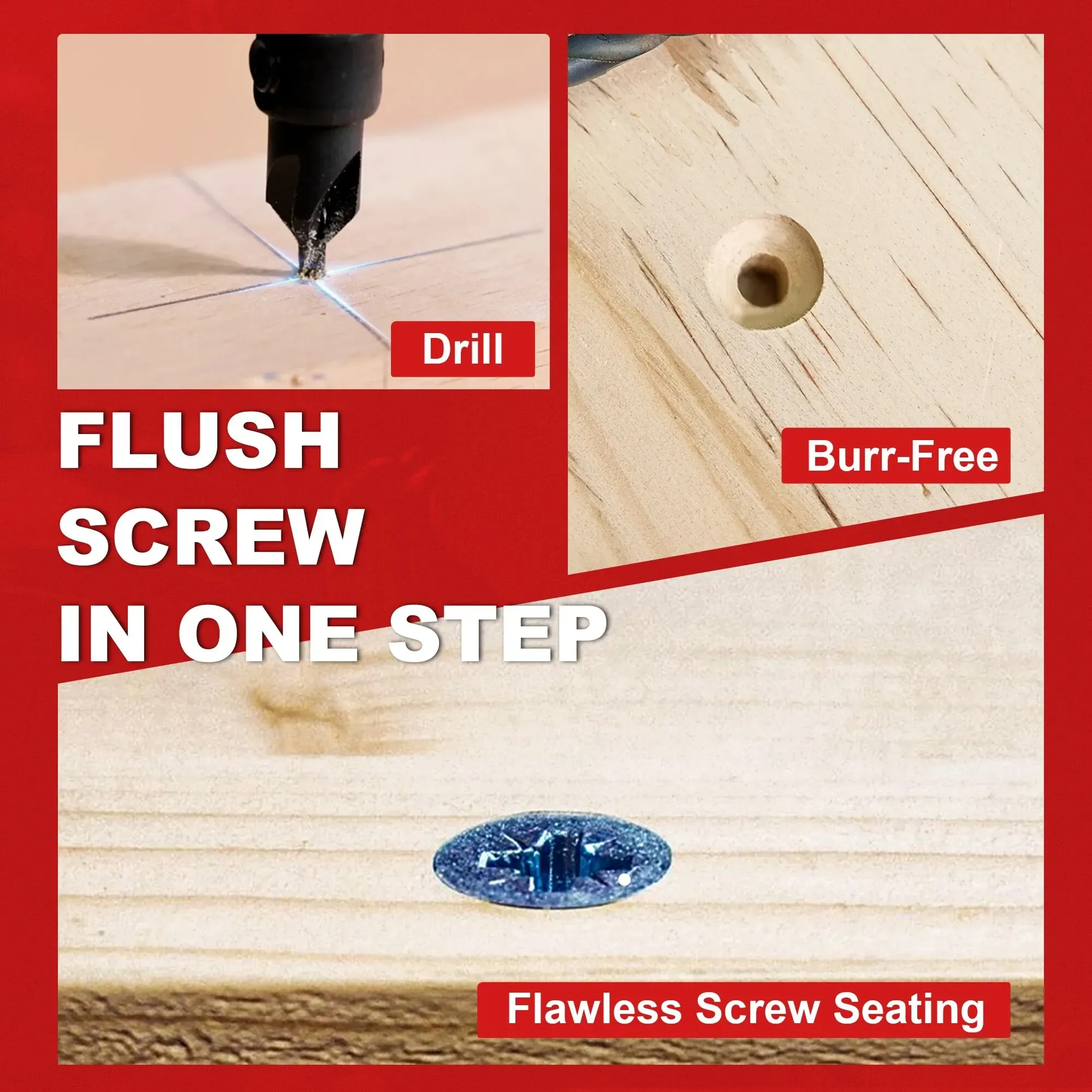 Heimwerker 8× Countersink Drill Bit Set Adjustable Depth Stop Collar