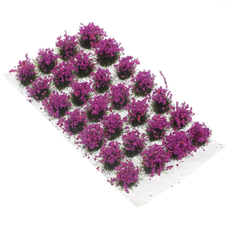 Dekorativa blommor Flower Cluster Model Mini Garden Decorations Puralean Fairy Landscape Ornament Cluster Harts House Purple