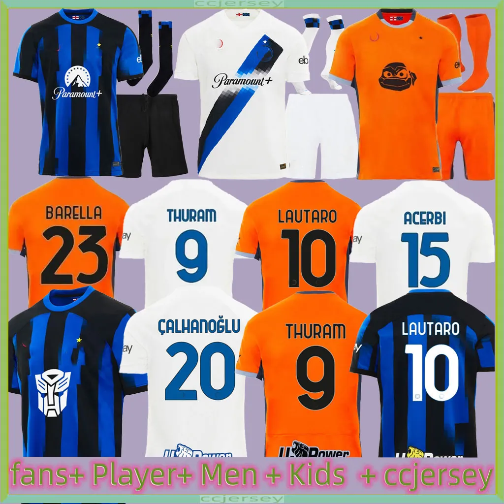 23 24 Inters Lukaku Lautaro Milans Soccer Jerseys Anniversaire Correa Dzeko Barella Skriniar Brozovic Home Away Football Kirt Kid Kit Kit