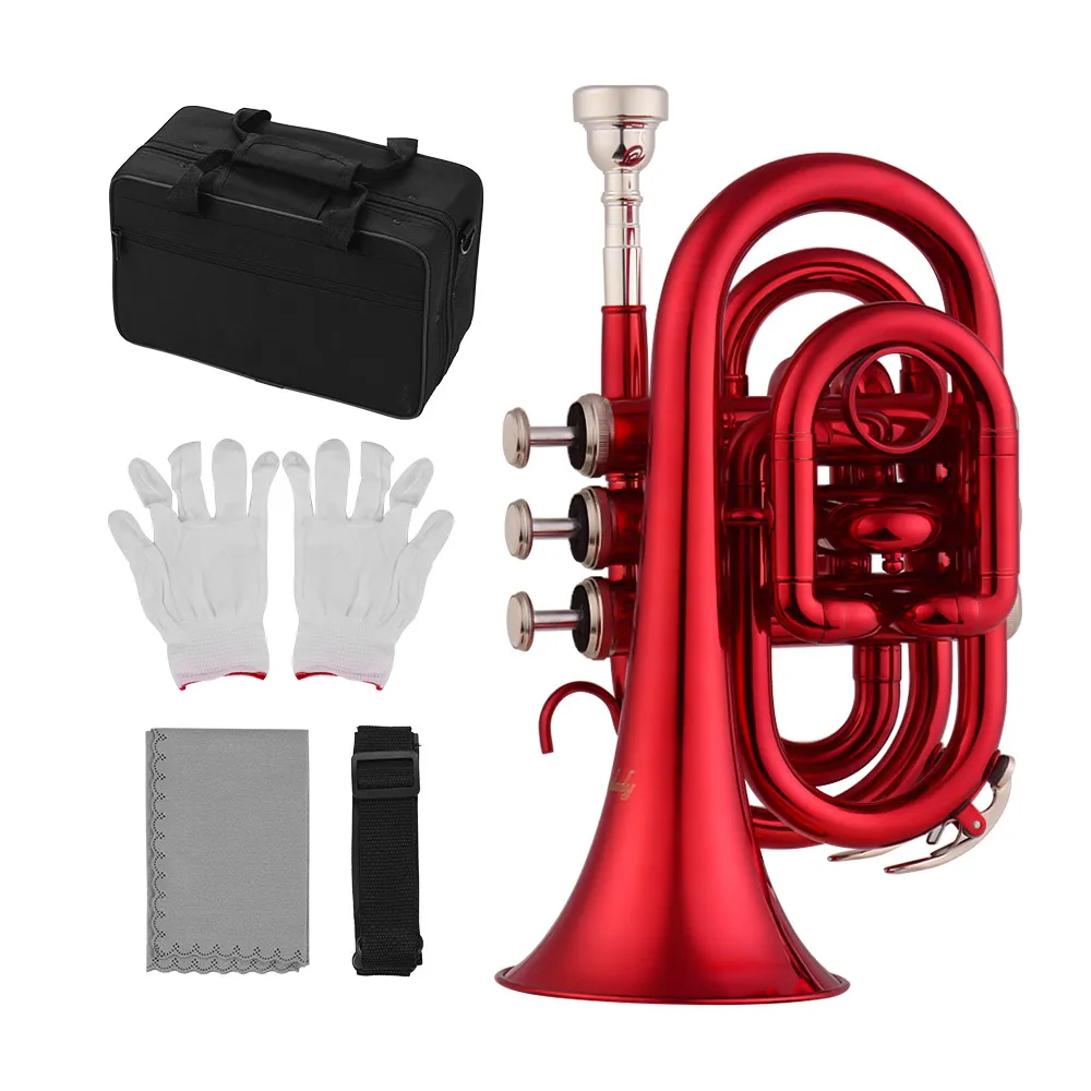 DHgate.com:Mini Bb Flat Trumpet - Brass Pocket Trumpet Set w