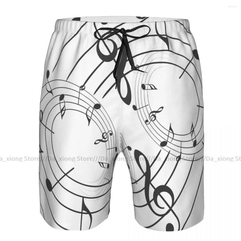 Men's Shorts Mens Swimming Swimwear Music Notes Print Trunks Swimsuit Beach Wear Boardshorts