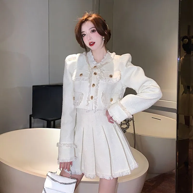 スーツ・フォーマル・ドレス PUFF CHECK JACKET WITH SKIRT PANTS 1699062346_276.jpg