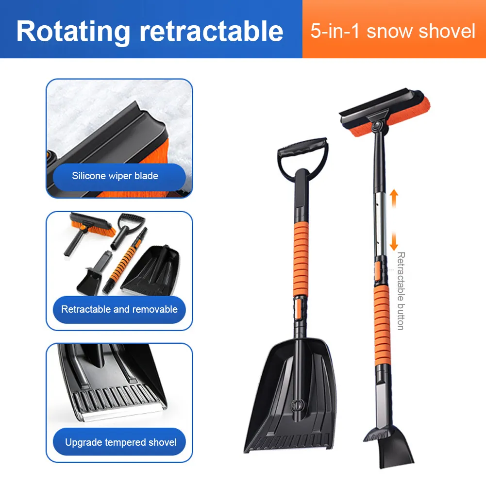 Folding Shovel 3-in-1 Portable Snow Shovel Kit With Ice Scraper & Brush - Collapsible Emergency Tool Portable Car Shovel