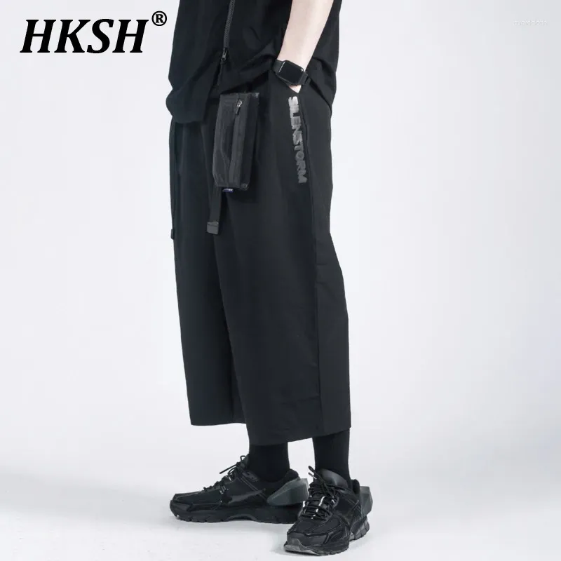 Men's Pants HKSH Tide Dark Loose Cut Casual China-Chic Functional Tactical Trousers Straight Wide Leg Capris Techwear HK0328