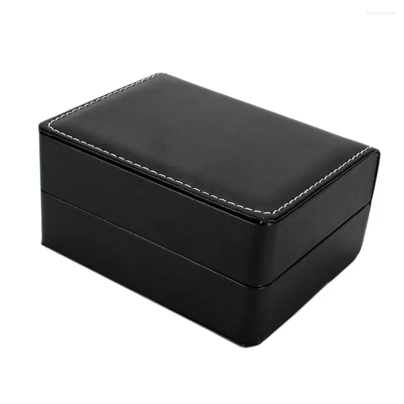 Titta på lådor Magideal Black Pu Leather Single Slot Bangle Case Wristwatch Box Gift 14 x 11 7cm
