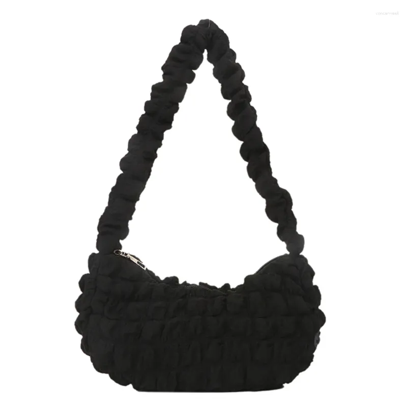 Shoulder Bags Women Soft Quilted Pleated Sling Bag Lady With Brooches Bubbles Handbags Puffer