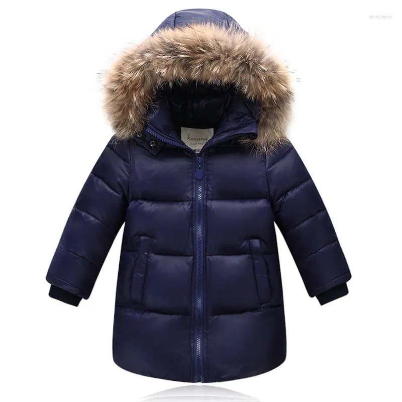 Manteau en duvet de canard pour enfants, veste d'hiver 90% mi-longue, vêtements d'extérieur épais et chauds pour garçons et filles de 1 à 14 ans, Parka Dwq913