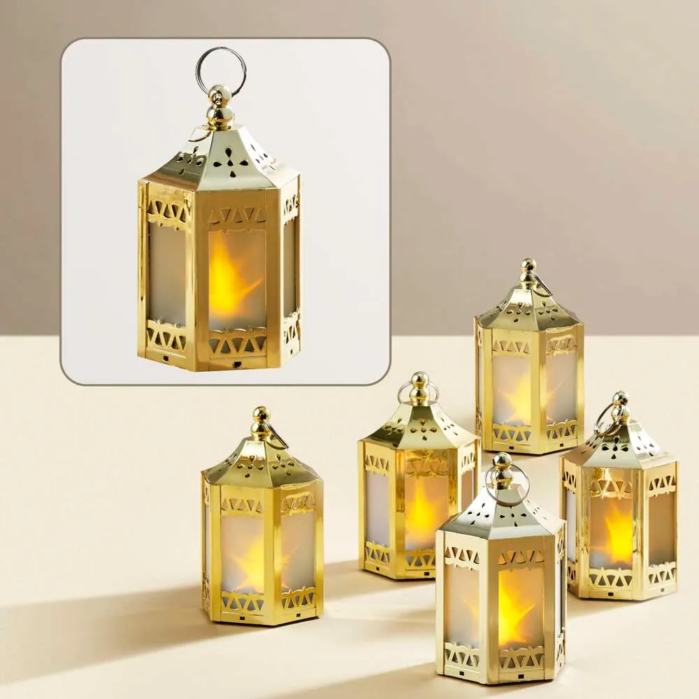 Lamplust Gold Mii Later 6 set di luci a stella a LED con batterie, piccoli laters per Iterior Ramada Eid Home Decoratio, Weddig Receptio Ceter
