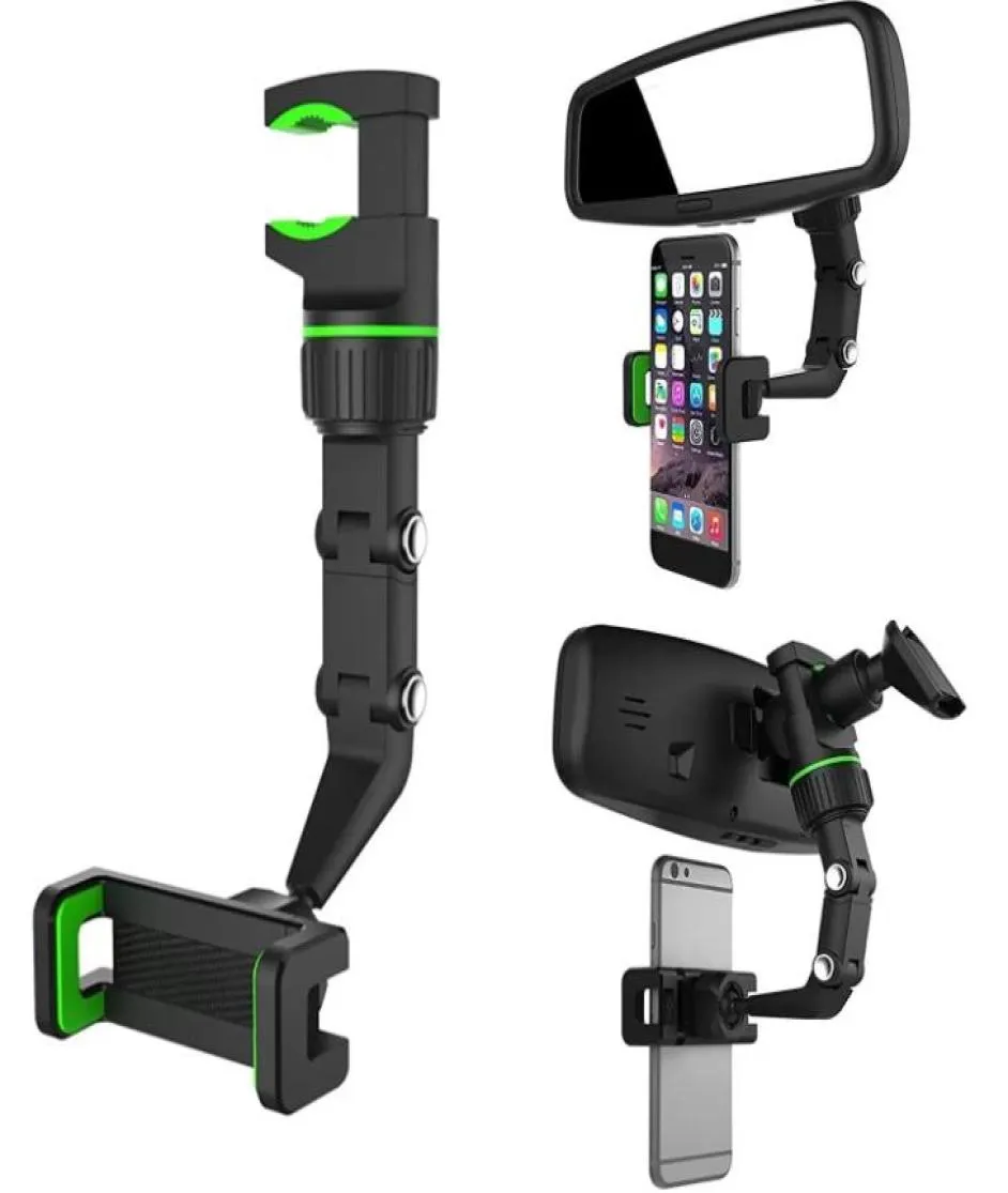Universal Mount Cell Phone Holder Multifunktionell rotera 360 grader bilens bakspegelavhängare för smartphone GPS BRA4672770