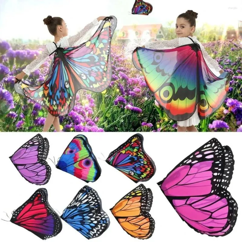 Foulards colorés papillon enfants performance ailes cosplay Halloween carnaval accessoires costumes d'aile pour filles garçons cape cadeau de fête