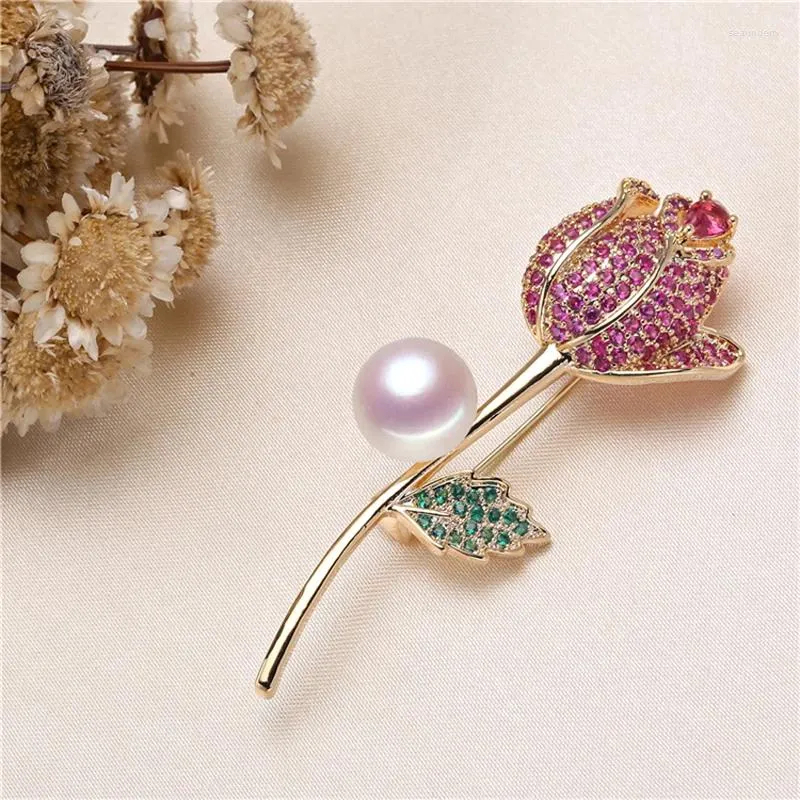 Brosches meibapj 9-10mm stora naturliga halvt pärlblomma corsage brosch mode tröja smycken för kvinnor
