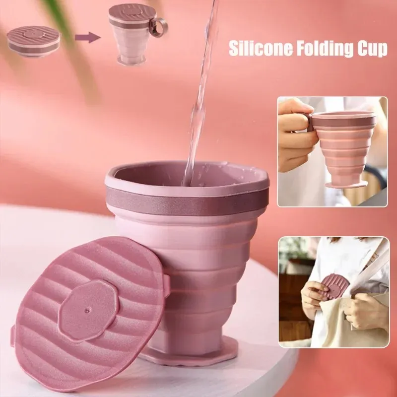 2024 220 ml di tazza pieghevole BPA BPA grade cibo in silicone tazza d'acqua silicone Viaggiare in campeggio all'aperto Coppa telescopica Portable Coppa di caffè Bere tazza 