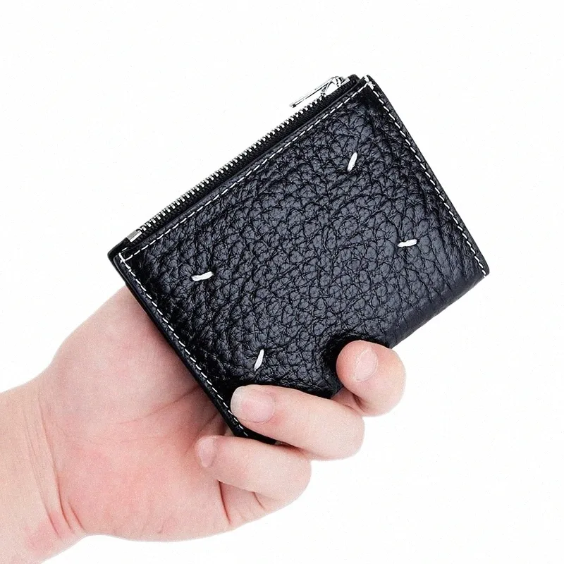 short Wallet for Women with Multiple Card Slots and Foldable Design Made of Top-grain Leather l2Wn#