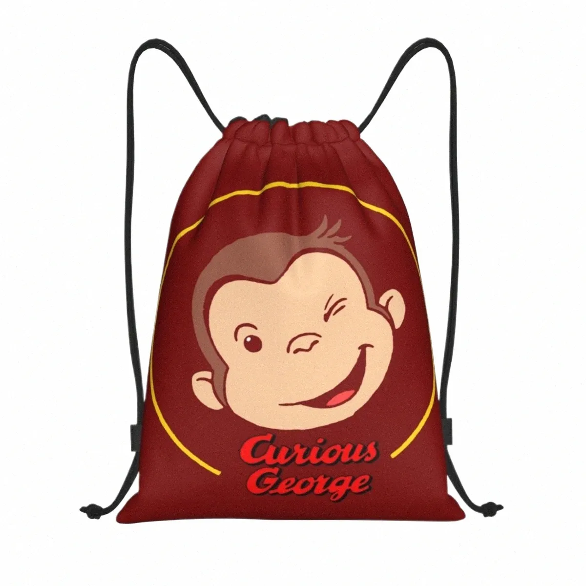 custom Curious George Manga Mkey Face Drawstring Bags Women Men Lightweight Sports Gym Storage Backpack l14E#