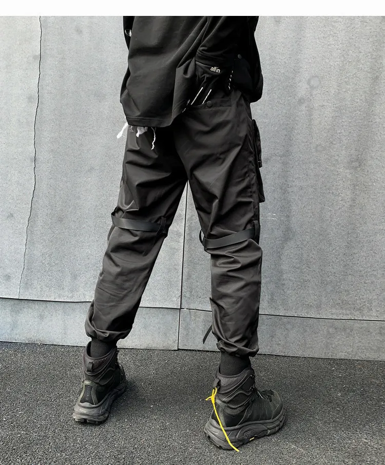 ideaswam イデアスワム cargo pants ブラック PFNW Techwear Cargo Pants: Dark Style Patchwork Webbing