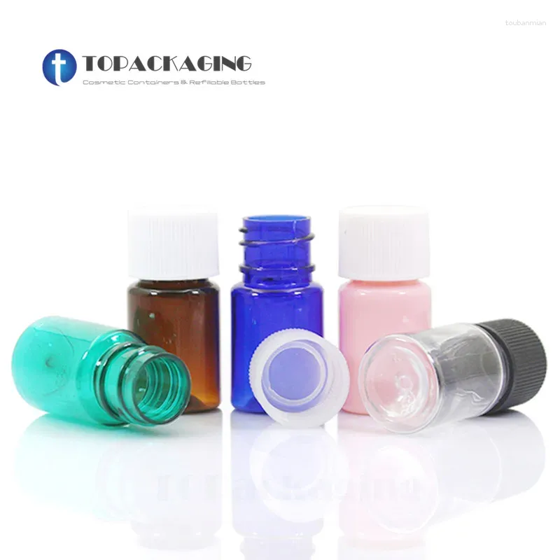 Opslagflessen 100 STKS 5 ml Schroefdopfles Lege PET-plastic Cosmetische container Kleine monsterlotion Essentiële olie Hervulbare make-upserum