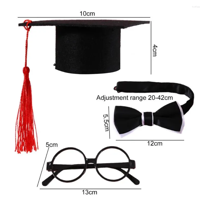 Vêtements de chien 1 ensemble de chapeau de graduation de chat accrocheur costume d'animal de compagnie collier lunettes cosplay