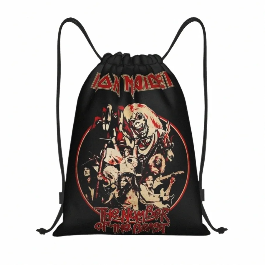 heavy Metal Maidens Pop Rock Ir Drawstring Backpack Sports Gym Bag for Men Women Shop Sackpack 22L5#