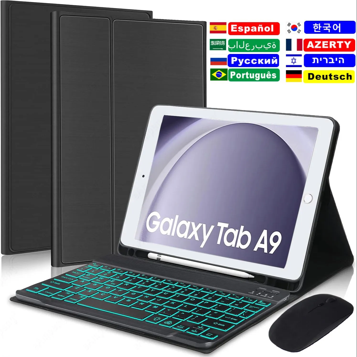 Korean/Spanish/Portuguese Backlit Keyboard Case for Samsung Galaxy