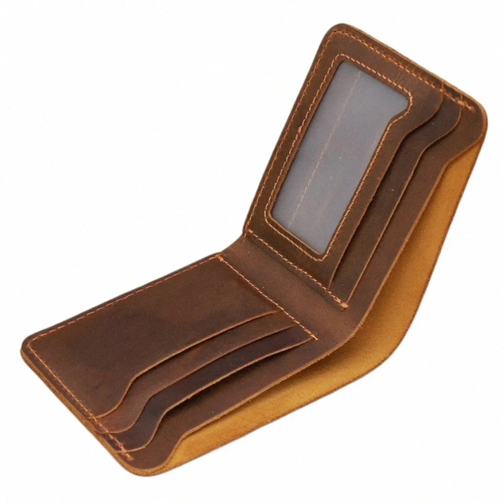 Handmade Genuine Leather Wallet for Men - Retro Bifold
