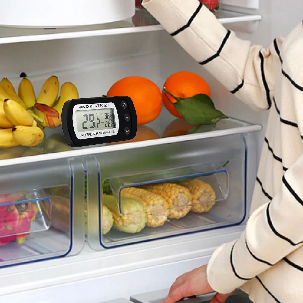 Refrigerator Thermometer Digital Refrigerator Freeze Room Thermometer Waterproof Large LCD Display Max/Min Record Function, White - View #10