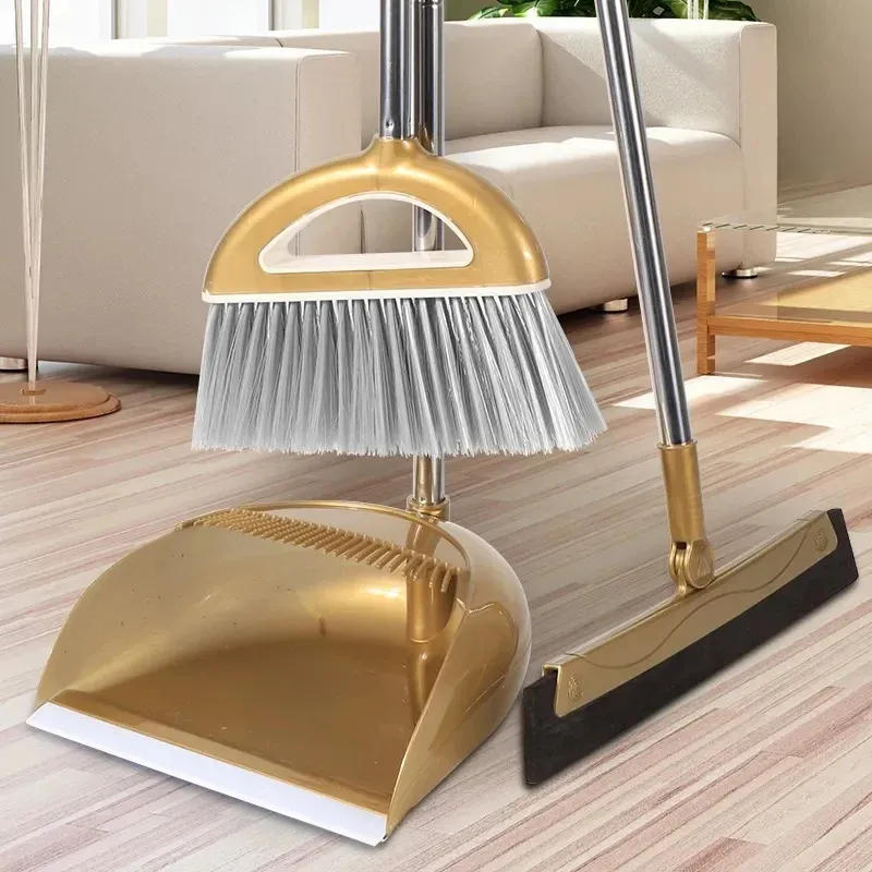 Practical Broom Suit European Foldable Combination Soft Hair Multifunction Household Dustless Dustpan Cleaning Set Witches Broom 240329