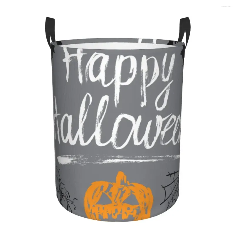 Laundry Bags Waterproof Storage Bag Pumpkin Bats And Spiderweb Household Dirty Basket Folding Bucket Clothes Toys Organizer