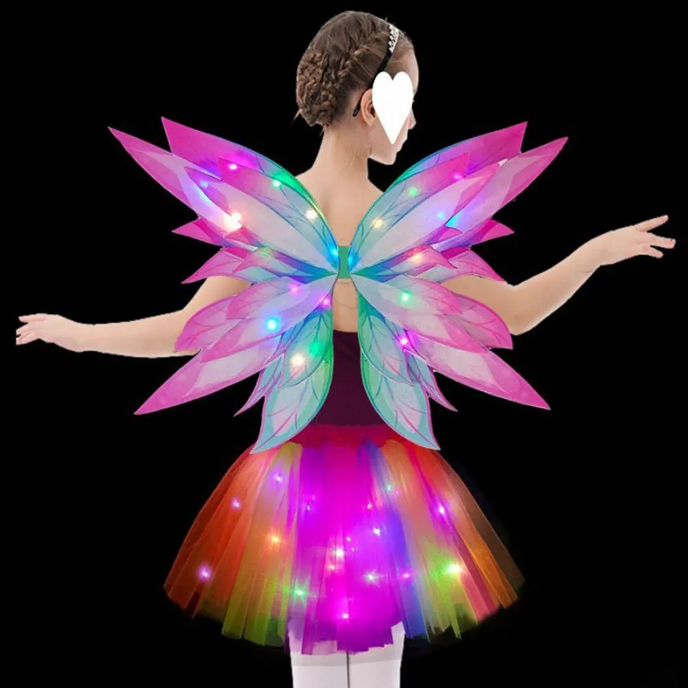 BAISHUWU Set De Alas De Hada Con Corona Y Varita – Organza Brillante, Ajustable, Para Cosplay, Carnaval Y Disfraces Infantiles