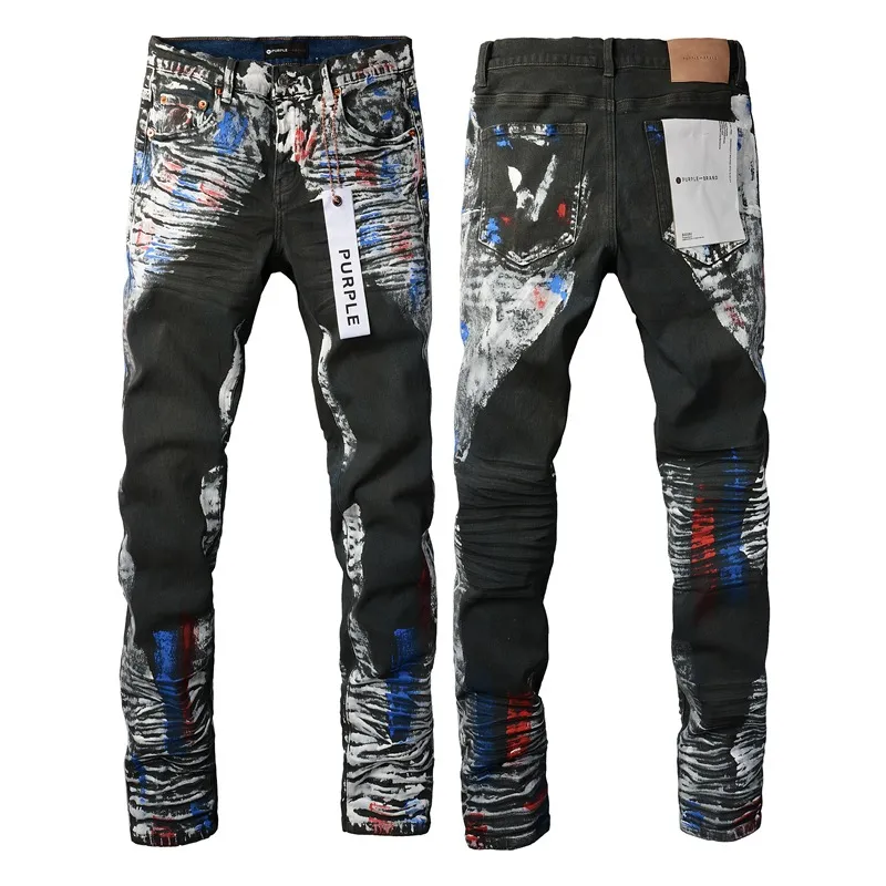 Purple Designer Jeans For Men And Women Distressed Slim Fit Purple Designer Jeans For Men And Women Distressed Slim Fit
