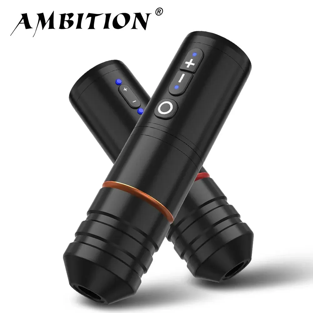 Беспроводная тату-машинка Ambition Ninja Pro, портативная батарея, вращающаяся ручка, емкость 2400 мАч, мощный бессердечный двигатель для тела художника 240327