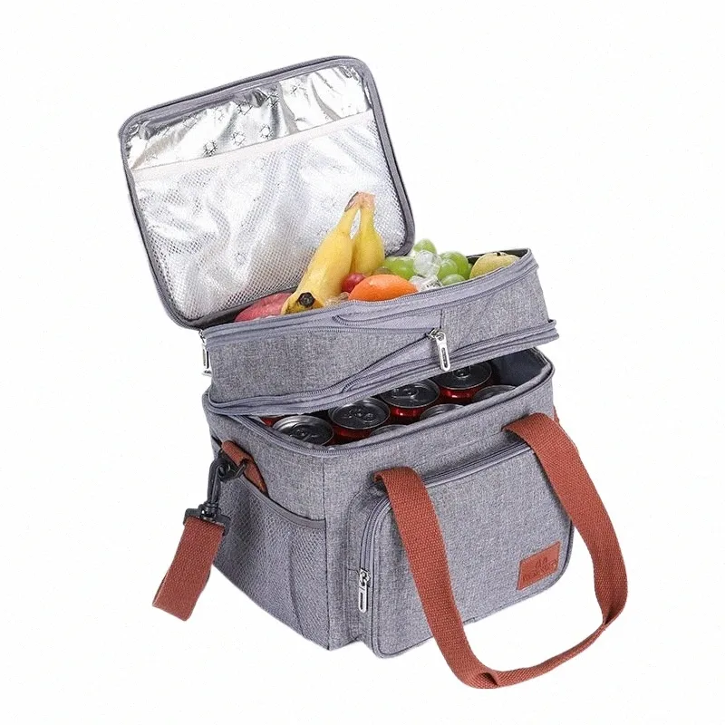 Double couche Oxford tissu papier d'aluminium isolé sac à lunch pour femmes hommes portable fourre-tout refroidisseur boîte à lunch étudiant Bento sac à main y9DO #