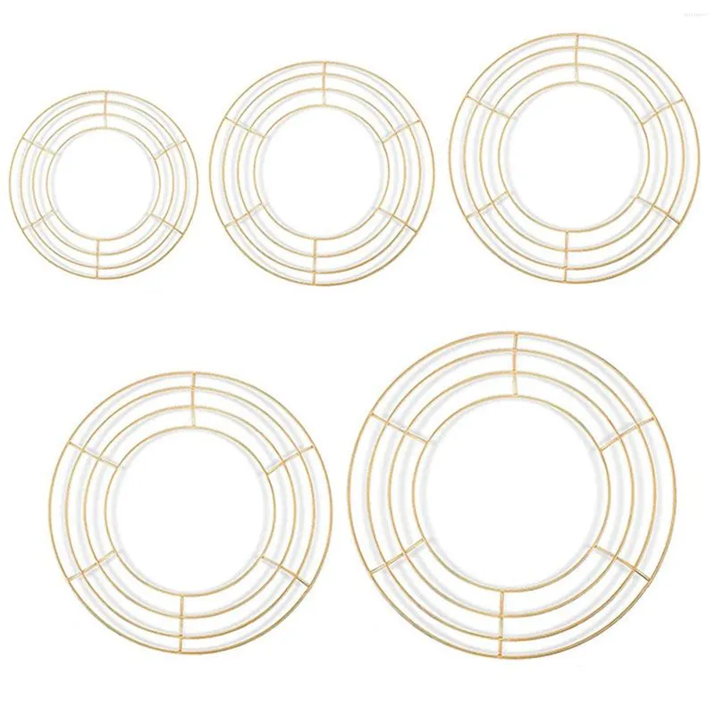 Decorative Flowers 20-40cm DIY Flower Wreath Circle Ring Metal Iron Garland Frame For Easter 2024 Birthday Valentine's Day Wedding