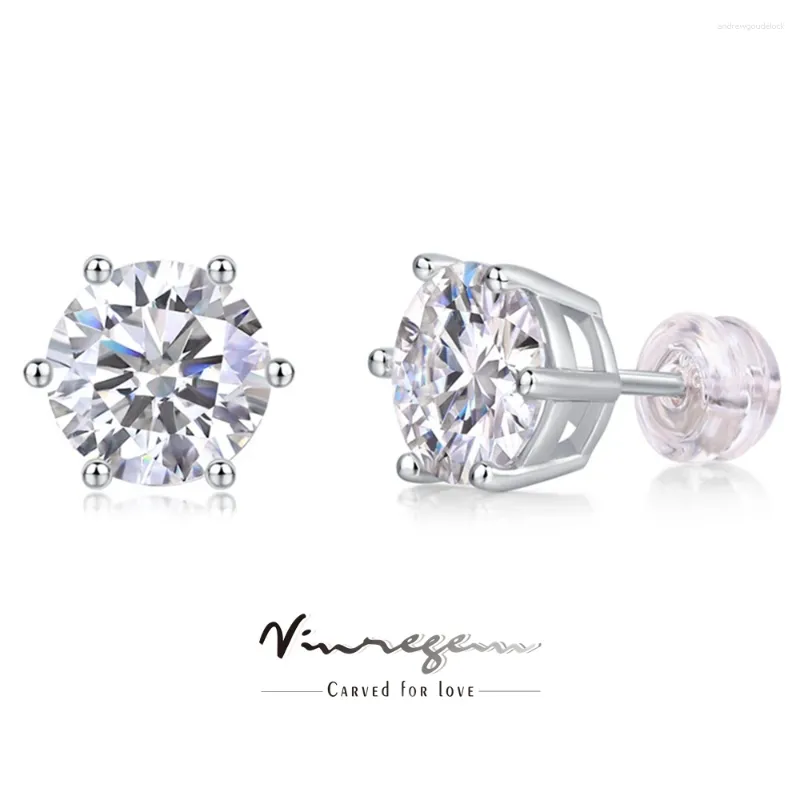 Stud Earrings Vinregem GRA 3EX VVS1 D Round Cut 8MM Real Moissanite Diamond Gemstone Ear Studs For Women 925 Sterling Silver Jewelry