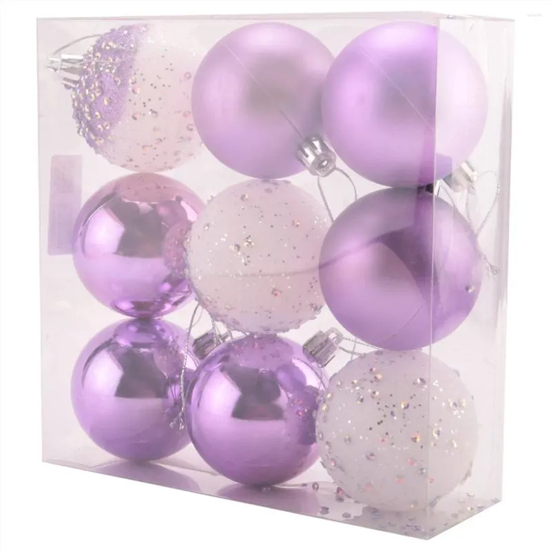 Flores decorativas 9 PCS Enfeites de bola de Natal Decorações de árvore de Natal Bolas penduradas para decoração de festa de ano em casa - 2,36 polegadas Roxo