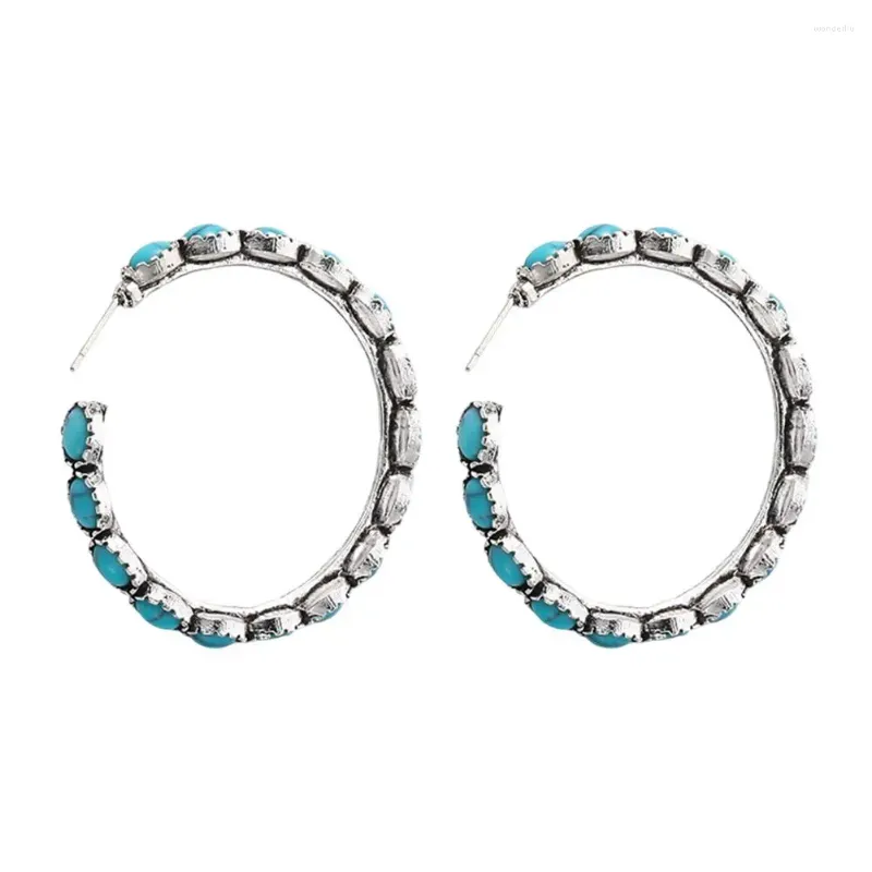 Dangle Earrings Metal Plated Turquoise Boho Chic Hoop Set Vintage Circle Statement Jewelry For Women Wedding