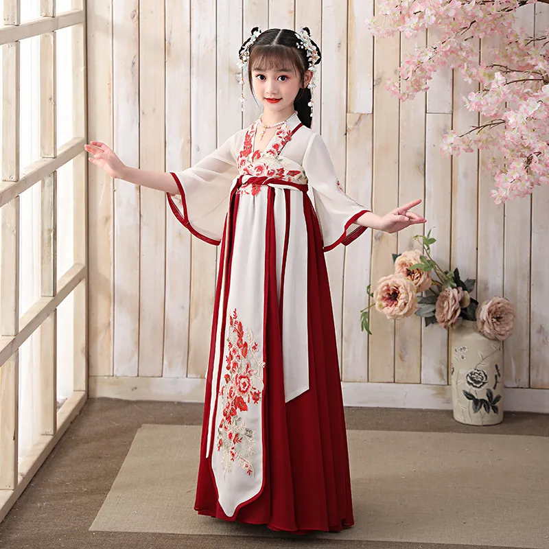 Girls' Summer Hanfu Dress Exquisite Chinese Tang Style Outfit, Super  Fairy Puppet Skirt, Fashionable Kids Clothing, Perfect for Festivals Play