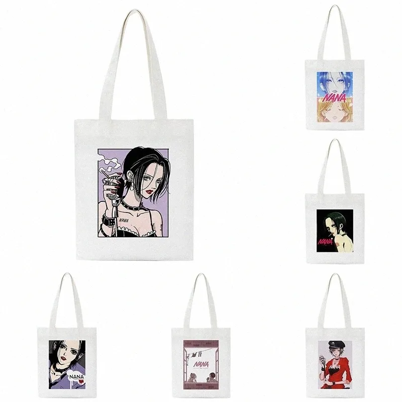 Butikväskor Nana Anime Manga Nana Osaki och Ren Hjo Tote Bag Harajuku Handväskor axelväskor Casual Handbag Women Canvas Bag y5ju#