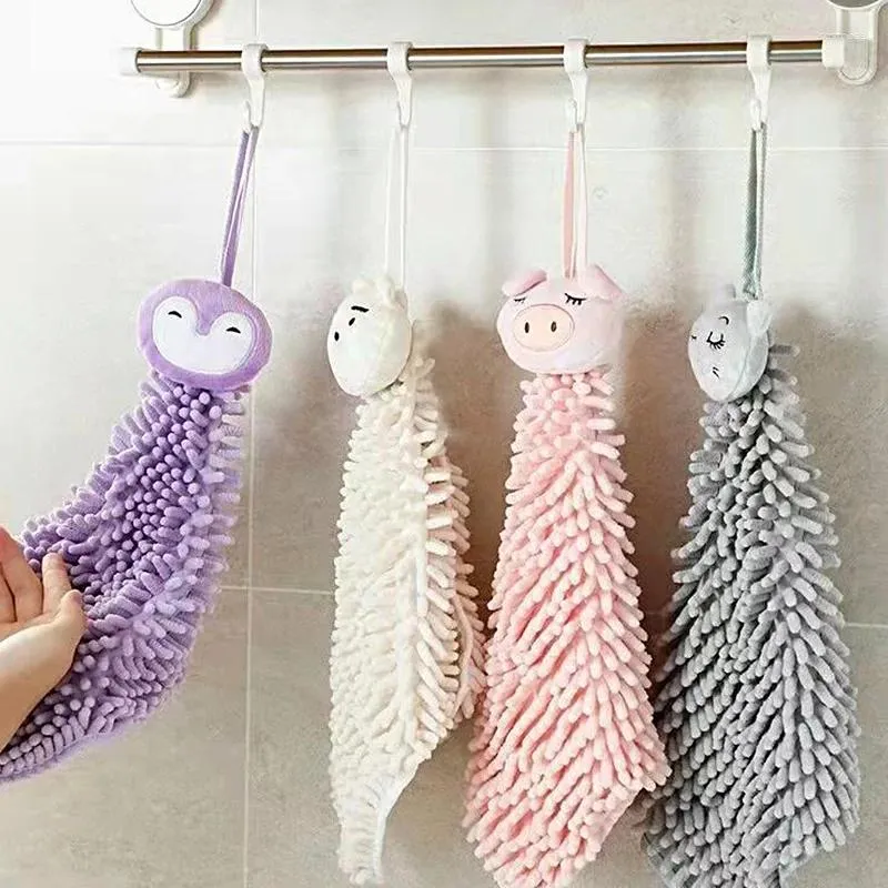 Towel 1PC Absorbent Chenille Hand Towels Animal Cartoon Kitchen Cute Bathroom Super Hanging Quick Microfiber