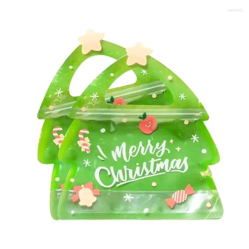 Gift Wrap 10pcs Christmas Bag For Candy Chocolate Cookie Nougat Biscuit Packing Tree Santa Zipper Bags