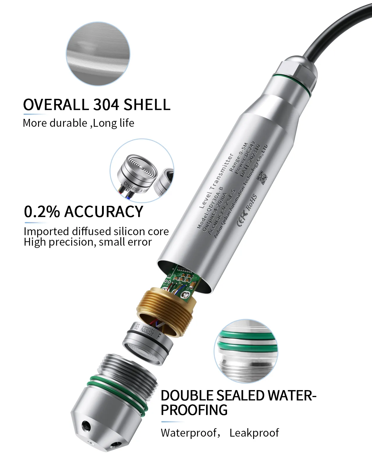 Water Tank Level Switch Submersible Liquid Level Transmitter 0 10M ...