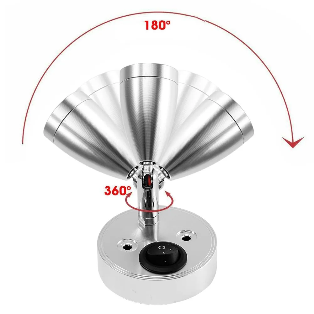 DC12V Vit LED -plats Läsning Ljus Aluminium RV Camp Boat Wall Bedside Lamp Boat Home Trailer Interiör Belysning 3000W