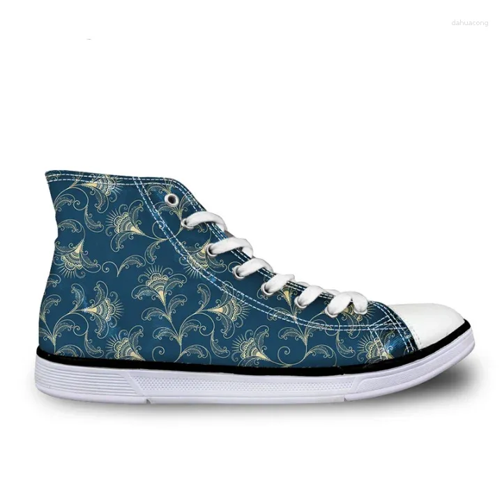 Casual skor kvinna retro blomma tryckt vulkanisera kausal utomhus vinter sneakers damer anpassade kvinnor hög topp canvas skor